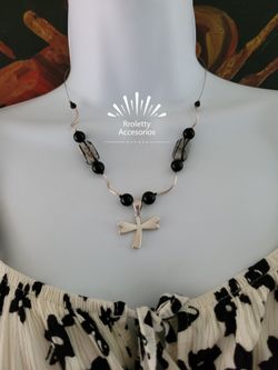 Sterling Silver 925 Necklace With Butterfly Pendant And Onyx Stones