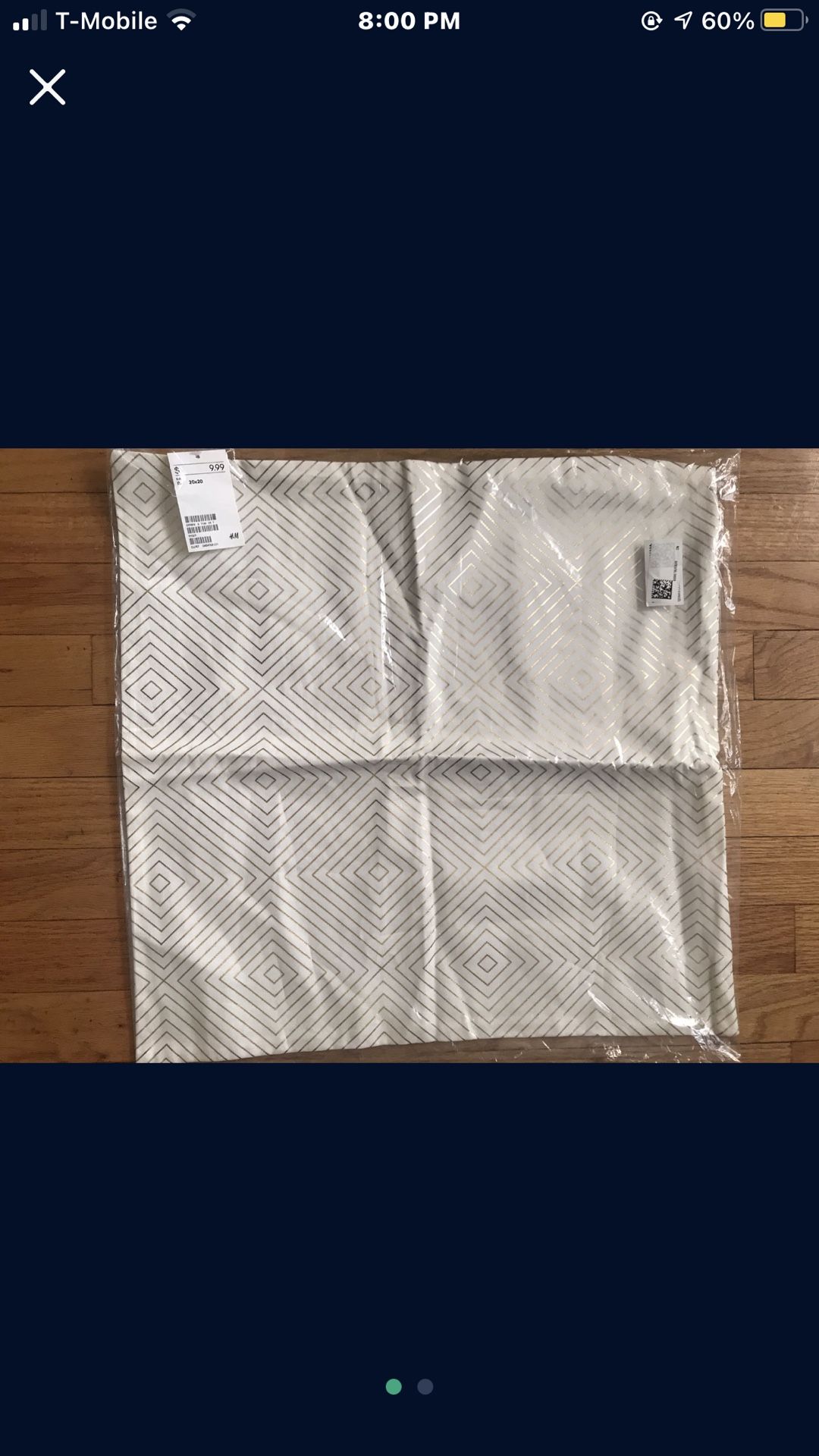 2 Sets H&M Throw Pillow Covers (Black and Gold) 20"x20"