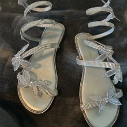 silver butterfly’s sandals