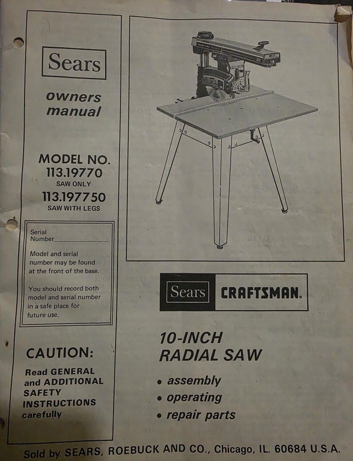 10 Inch Craftsman Radial Saw