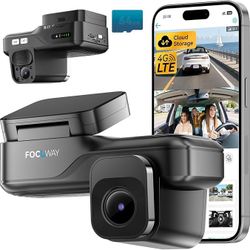 4G LTE Dash Cam Live View, 2K Front 1080P Inside, Instant Alert, Night Vision, G-Sensor, GPS, OBD Cable, Parking Mode, Car Camera Truck SUV Van