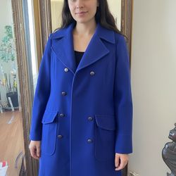 Free People Blue Wool Blend Coat
