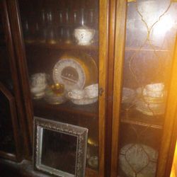 CHINA CABINET, ANTIQUE,1940'S
