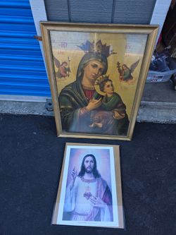 Religious painting of the Virgin Mary with the baby