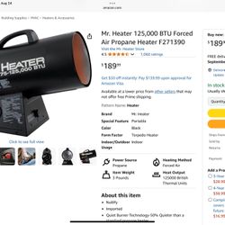 Mr. Heater 125,000 BTU Forced Air Propane Heater F271390