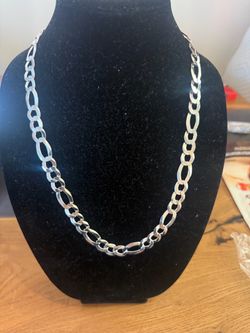 925 sterling silver men’s figaro link chain necklace 24 In length 72.68 grams