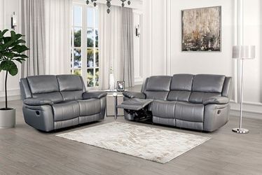 Holiday Sale!!2 PC Leather Match Manual Reclining Sofa & Love Seat