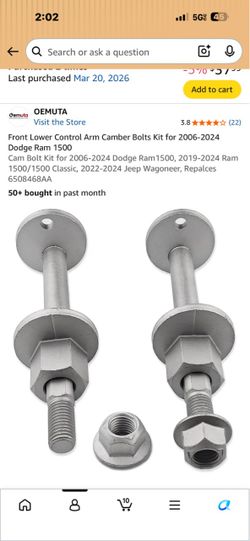 Camber bolts