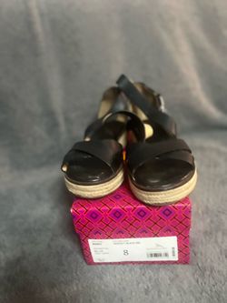 Michael Kors Black Leather Espadrille Sandals Size 8