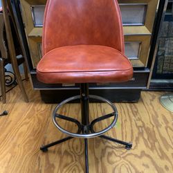 Mid Century Orange Bar Stool 