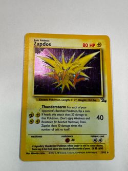 Zapdos 15/62 Fossil Pokemon Card Corrected Holo Foil Rare MP Original Owner
