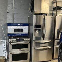Refrigerator Gas Stove And Microwave 