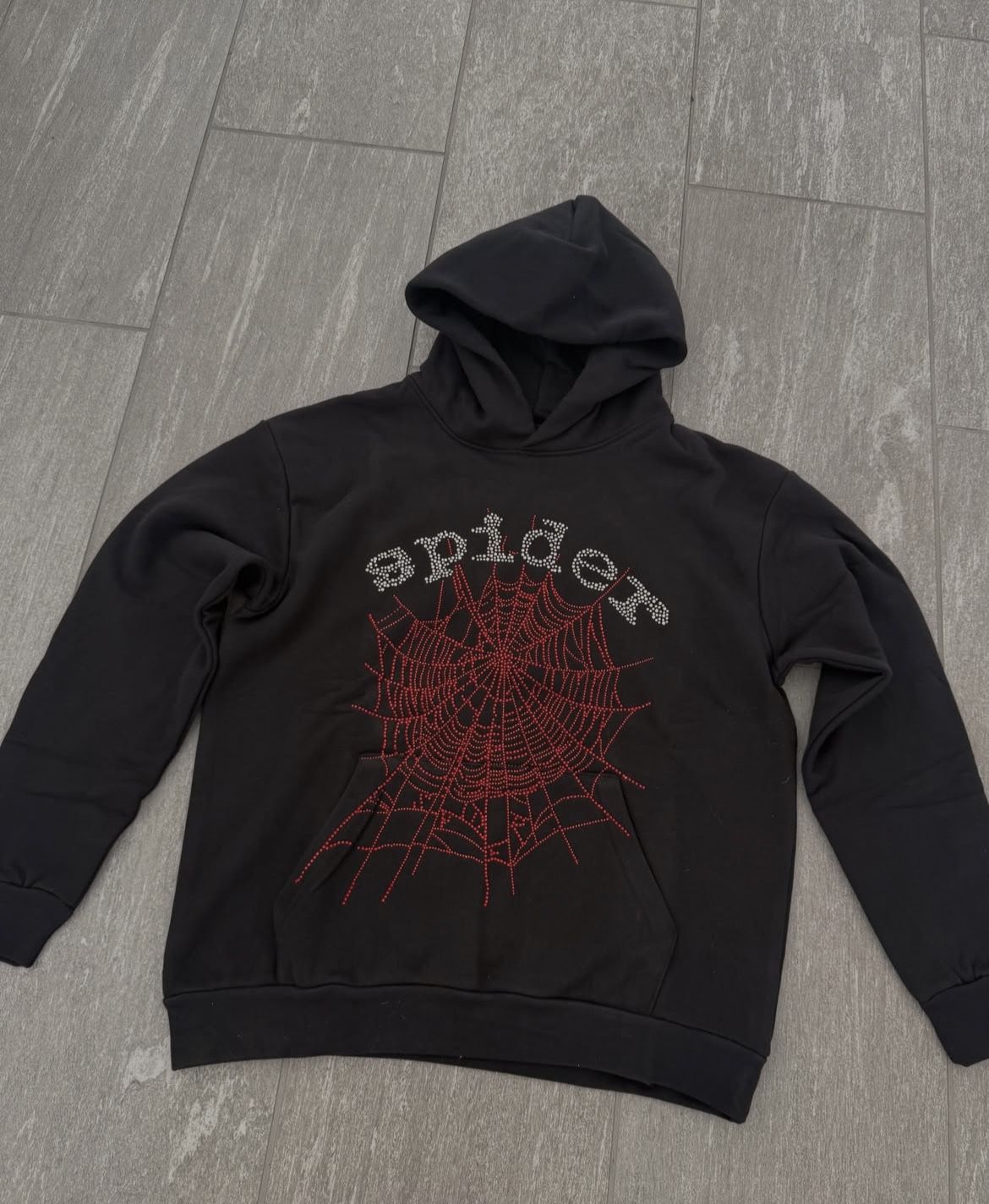Sp5der OG Rhinestone Hoodie 'Black'