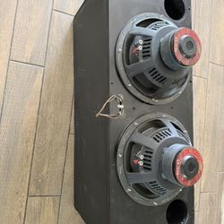 Old school Car Subwoofers 2 12 inch Autotek Super Sport Series SS 500w Max Peak Power Single Voice Coil 4 Ohm with Vented ported Box