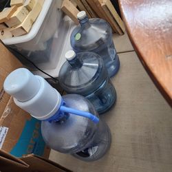 3 Water Bottles 5 Gallon With Pump