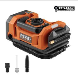 RIDGID 18V Dual Function Cordless Inflator (Tool Only) with Valve Adaptor, Needle, (2) Nozzles, and 12V Power Cord