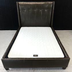 Leather Bed with Headboard and Box Spring (Full)