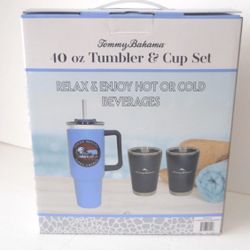 Tommy Bahama 40 oz Tumbler Two 12 oz Cup Stainless Hydration Beverage Set