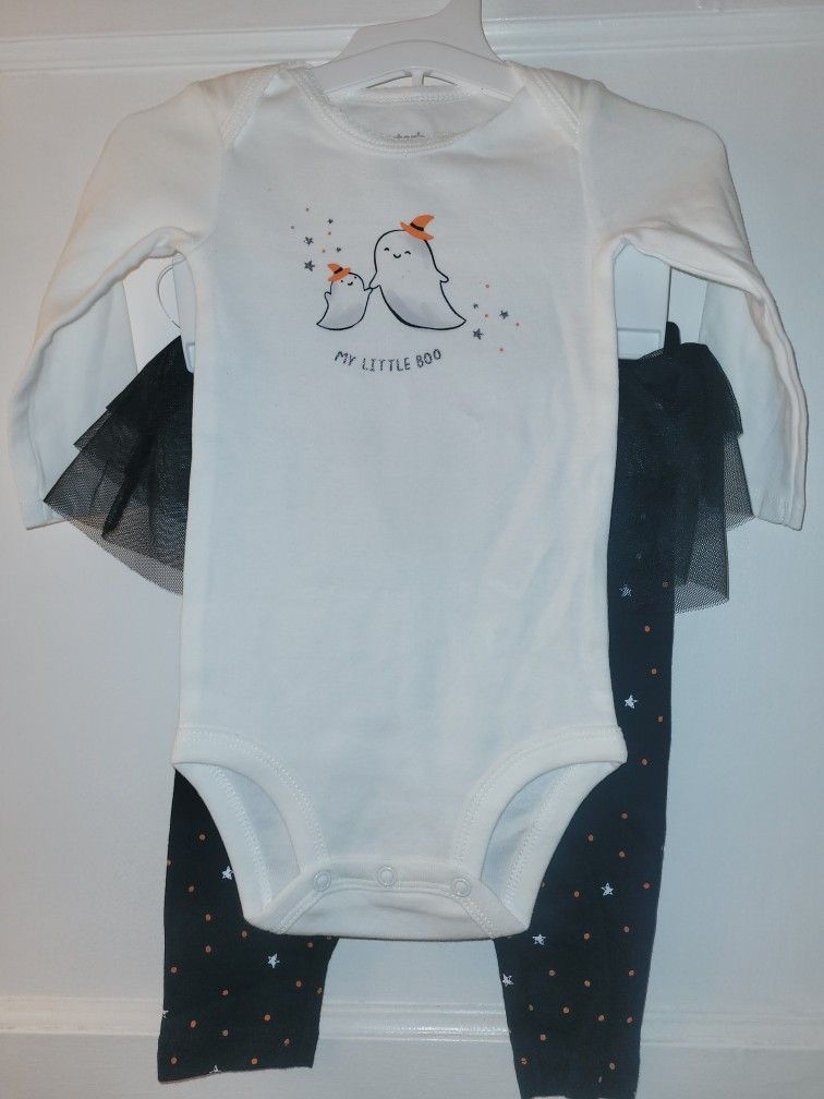 Halloween Outfit. Ghost Outfit. My Little Boo. Stars . Polka Dots. Tutu Pants. Baby Girl. Trajecito De Niña