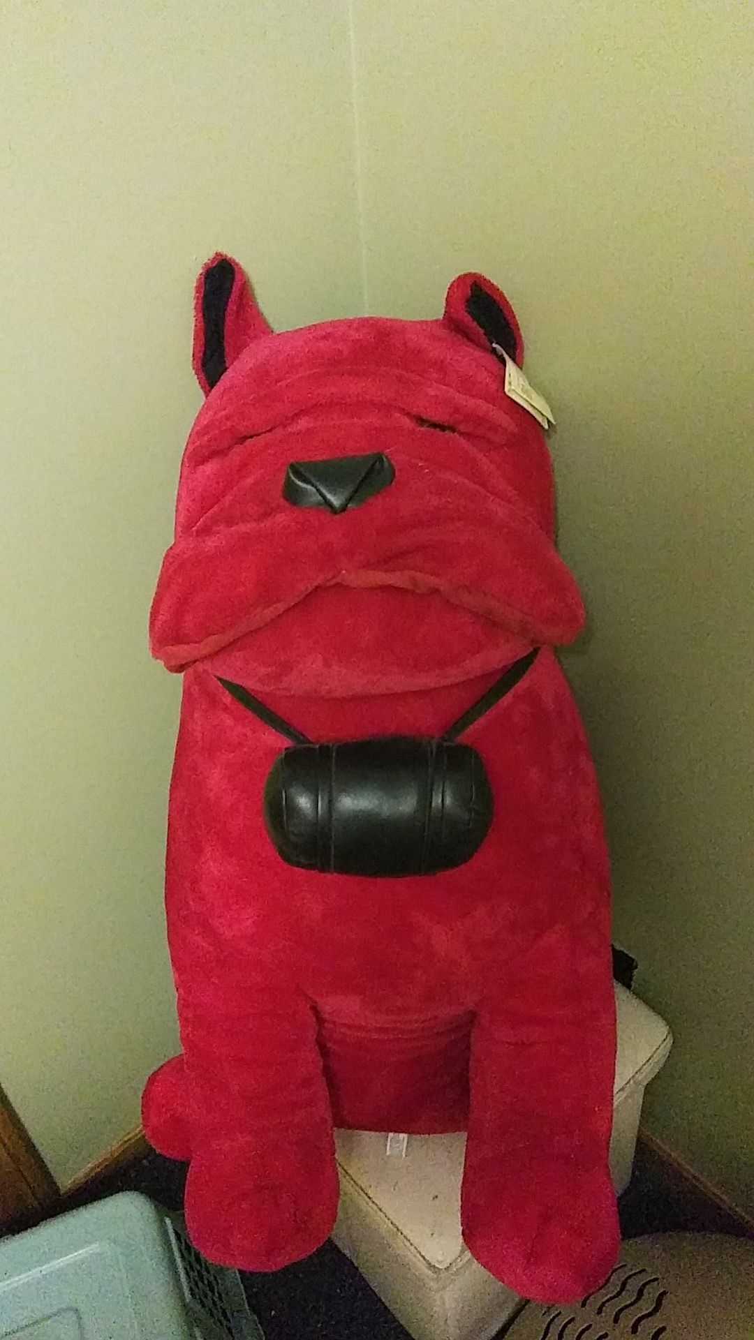 Red Bulldog stuffed animal. Free!