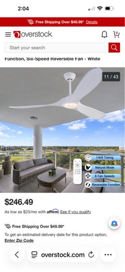 60-inch White Ceiling Fan With Light and Remote Control