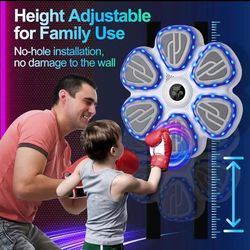 Music Boxing Machine for Kids and Adults, Wall Mounted Bluetooth Punching Trainer with Boxing Gloves, Intelligent LED Boxing Target Workout Machine fo