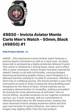 Invicta Aviator Monte Carlo men’s 50mm