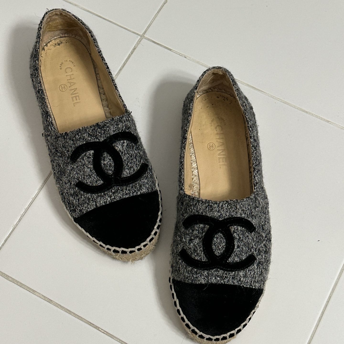 CHANEL Suede Pearl CC Espadrilles 36 Pink 210150