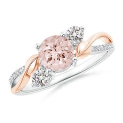 Two Tone Champagne 18K Rose Gold Floral Rings 7, 8