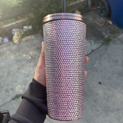 Pink bedazzled thermo cup