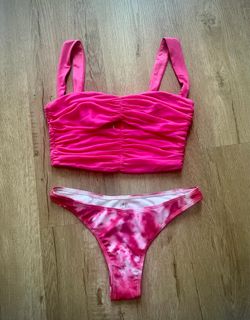 Pink tie dye bikini set
