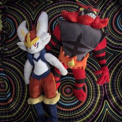Pokemon Center Cinderace & Incineroar Plushies