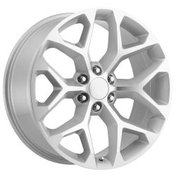 4 - 24x10 Silver Wheel Strada Replicas GM Snowflake Replica 6x5.5 with 4 tires package