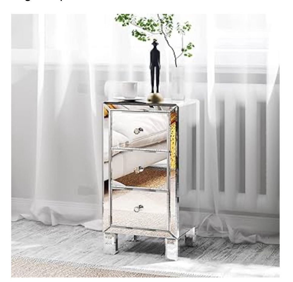 3 Drawer Mirrored Nightstand