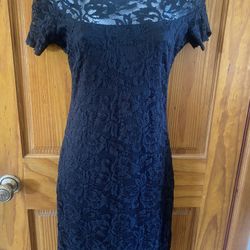 Boston Proper Off Shoulder Elegant Sexy Black Lace Dress Size 4