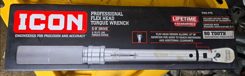 ICON TW2-F75 3/8" Flex Head Torque Wrench