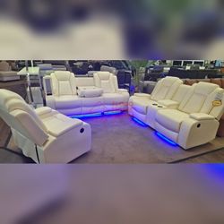 3PC Power recliner sofa set White Black or Brown colors 
