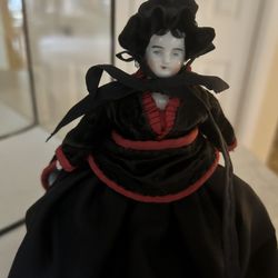 Antique Porcelain Doll With Glass Case