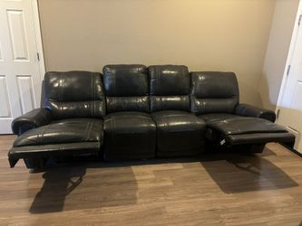 Dark Brown Leather Power Reclining Couch – 4 Seat – USB Charging Free Delivery 🚚 