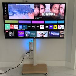 LG 55” 4K Smart TV + Premium Rolling TV Stand w/ LED Ambient Light