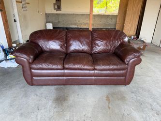 Brown Leather 3-Seat Sofa