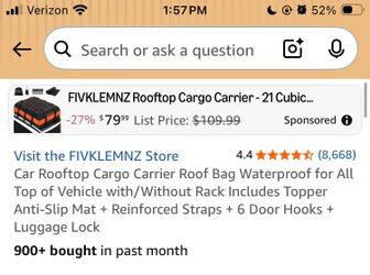 FIVKLEMNZ Cargo bag for car roof with straps