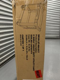 Olympia Tools 2-Shelf Plastic Utility Cart, Heavy Duty, Supports Up to 500 lbs, Ergonomic Handle, Great for Warehouse, Garage, Manufacturing, Cleaning