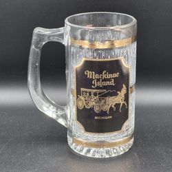 Vintage Culver 22k Embossed Gold Souvenir Handled Glass, Mackinac Island