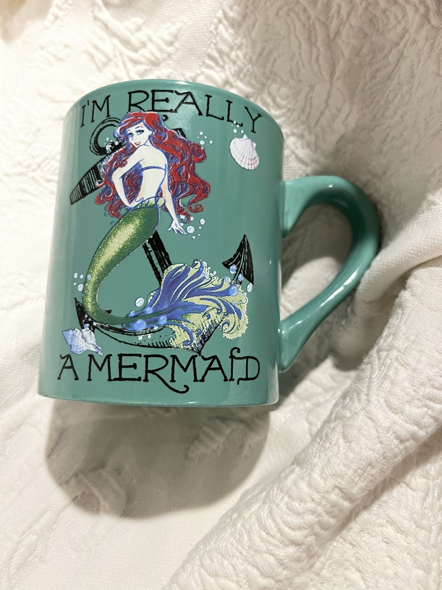 NWOT Disney I’m Really A Mermaid Green mug 4” High