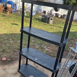 A Good Plastic, Black Shelf (58” Tall X 33” Long X 14” Wide) Good For The Kitchen, The Garage And More