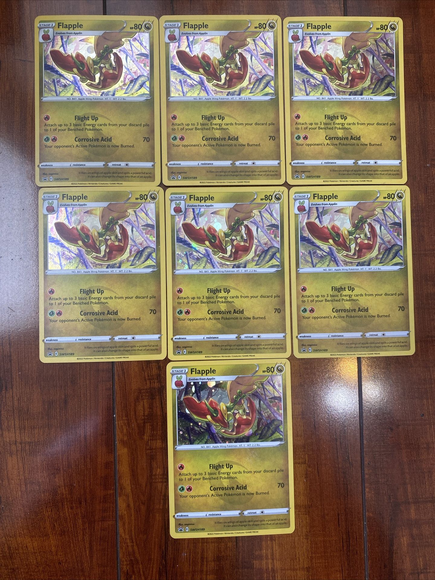 Pokemon Flapple SWSH189 Black Star Promo Cosmos Holo Lot of 7 LP/NM