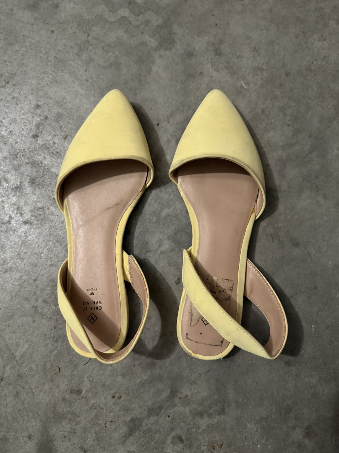 Yellow Slingback Pointed Toe Flats