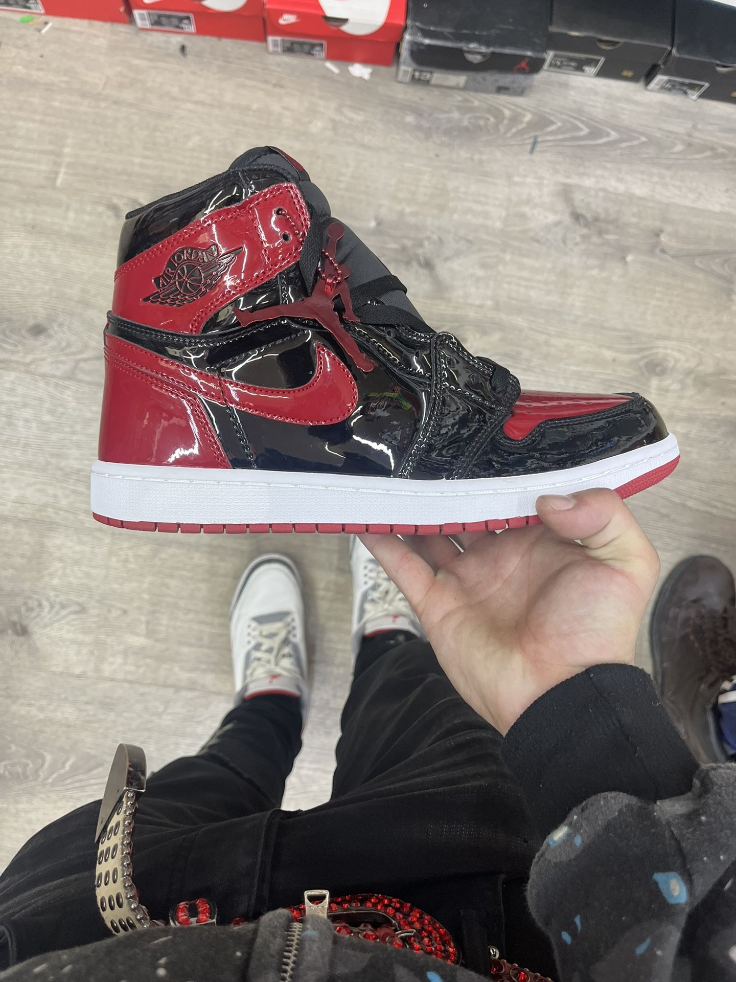 Air Jordan 1 High OG NRG Patent Leather "Banned" Black/White-University Red