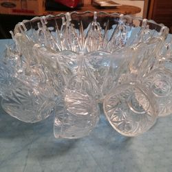 Crystal Punch Bowl Set Vintage